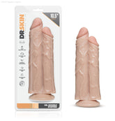 Dr. Skin By Blush® | Double Trouble Realistic Vanilla 10.5-Inch Long Double Dildo With Suction Cup Base-French Quarter Lingerie